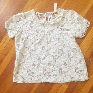 Cute Peter Pan collar lacy top